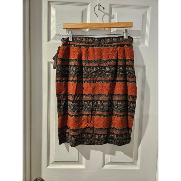 Vintage Jones New York Silk Skirt 12 NWT Marrakech Print Red Black Floral Boho - Picture 5 of 7